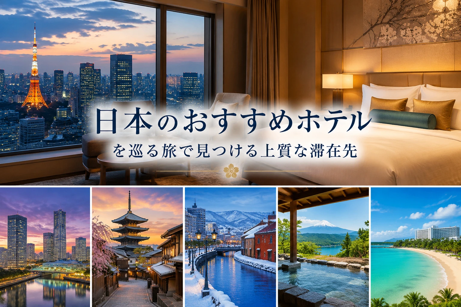 日本各地のおすすめホテルを巡る旅行のイメージ